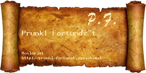 Prunkl Fortunát névjegykártya